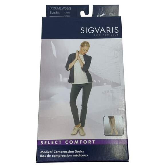 Sigvaris Essential 862 Opaque Women's Closed Toe Knee Highs w/Grip Top 20-30 m - Picture 1 of 5